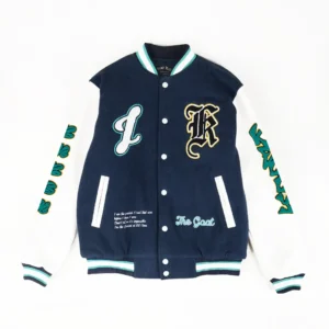 IRISHKELLY The Goat Varsity Jacket Blue White