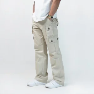 IRISHKELLY Long Cargo Baggy Pants Six Pockets Cream