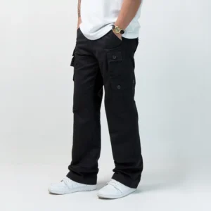 IRISHKELLY Long Cargo Baggy Pants Six Pockets Black
