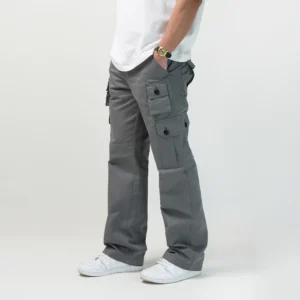 IRISHKELLY Long Cargo Baggy Pants Six Pockets Grey