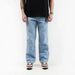 IRISH KELLY Structure Jeans Long Baggy Pants Denim Light Blue