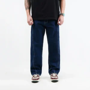 IRISH KELLY Structure Jeans Long Baggy Pants Denim Medium Blue