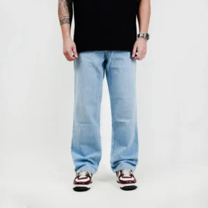IRISH KELLY Basic Baggy Jeans Long Pants Denim Light Blue