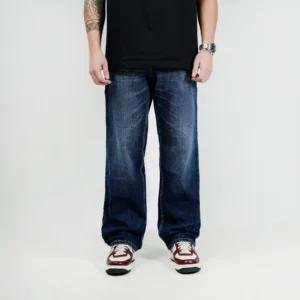 IRISH KELLY Basic Baggy Jeans Long Pants Denim Medium Blue