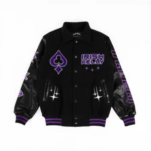 IRISH KELLY Indigo Purple Black Varsity Jacket