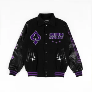 IRISH KELLY Indigo Purple Black Varsity Jacket