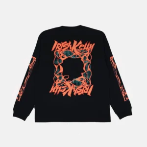 IRISH KELLY Longsleeve Black T-Shirt BCI Hydro Cotton 20s INFERNO GRID