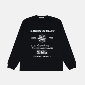 IRISH KELLY Longsleeve Black T-Shirt BCI Hydro Cotton 20s EXPANDING